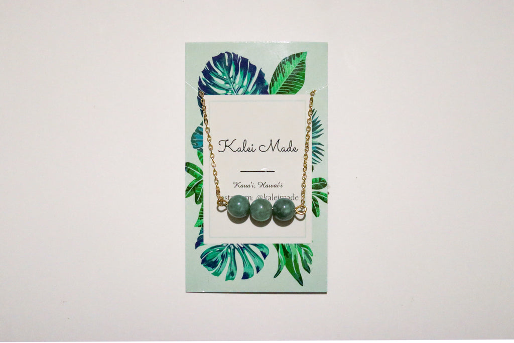 Triple Jade Bar Necklace Horizontal