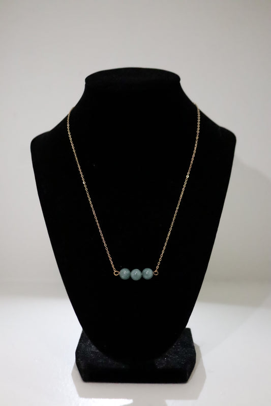 Triple Jade Bar Necklace Horizontal