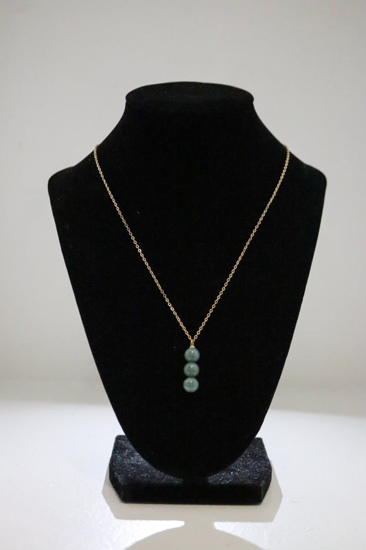 Triple Jade Bar Necklace Vertical