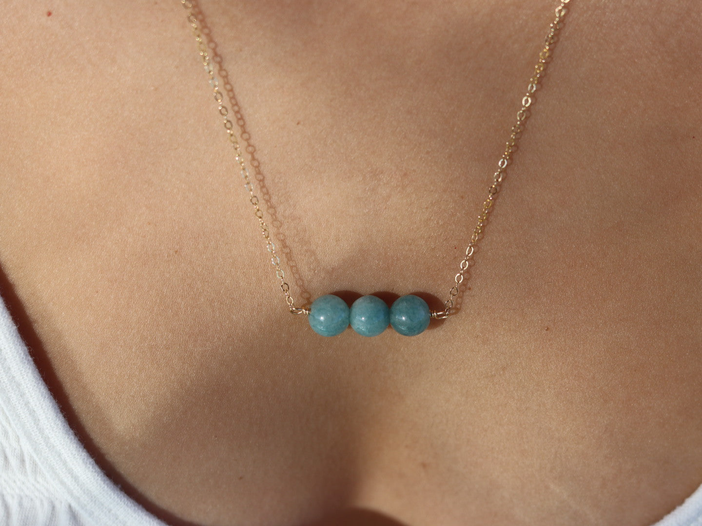 Triple Jade Bar Necklace Horizontal