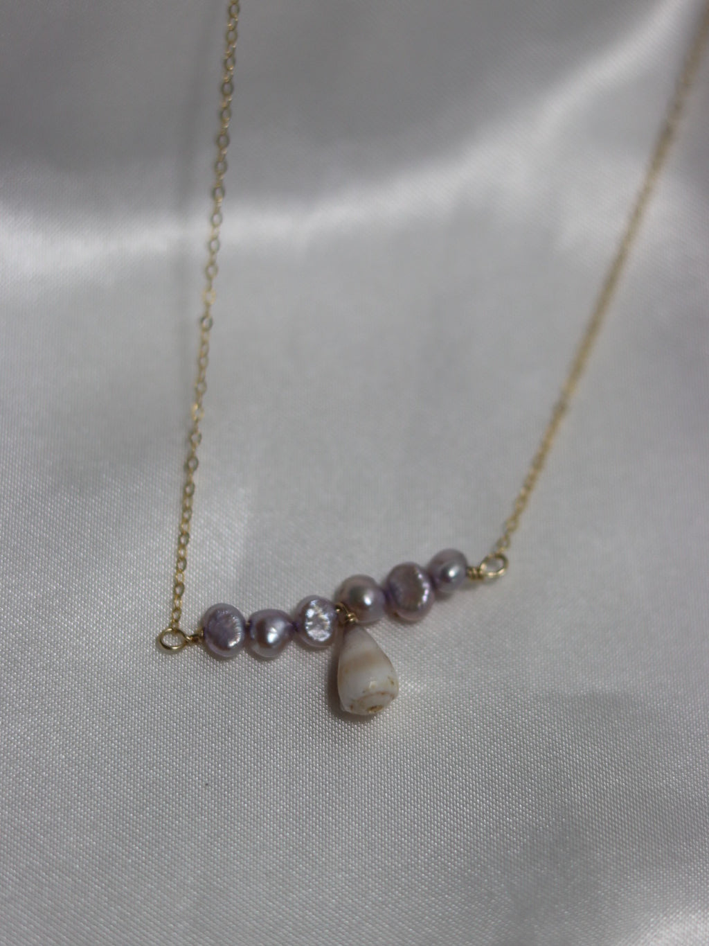 Lavender Pearls + Mini Cone Chain