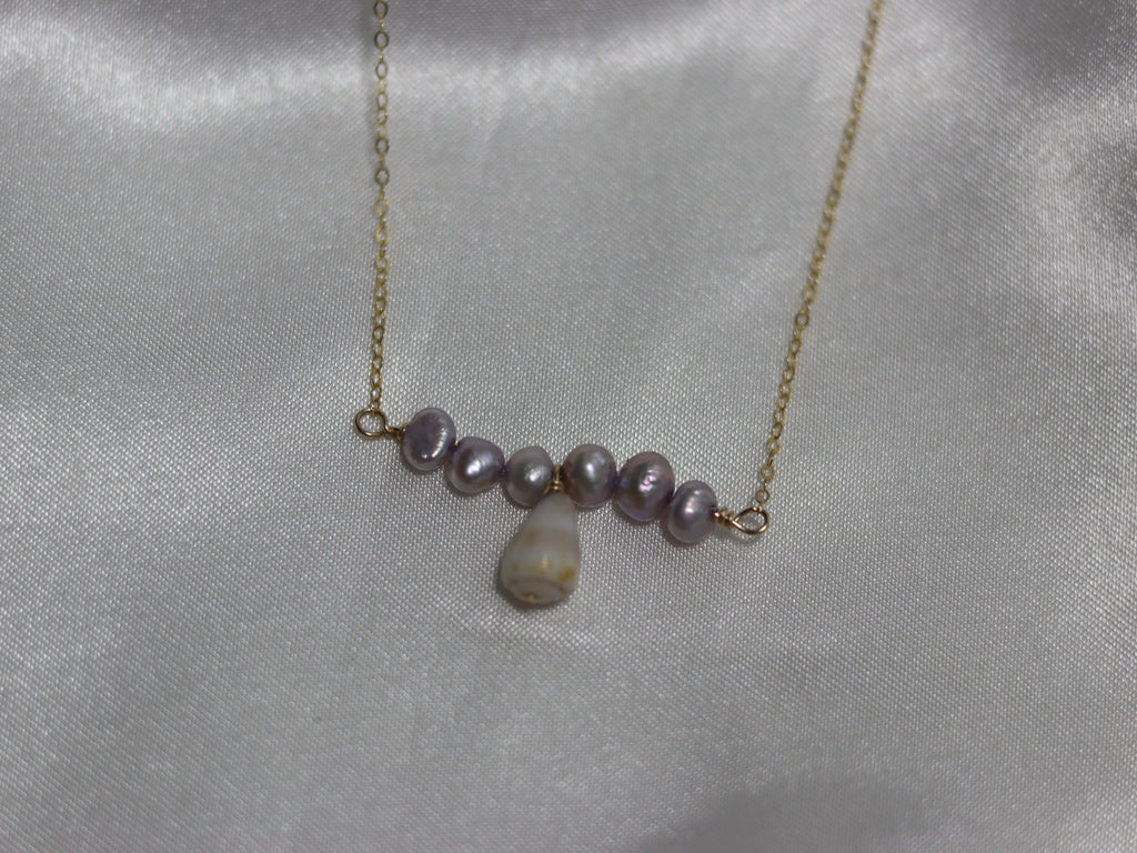Lavender Pearls + Mini Cone Chain