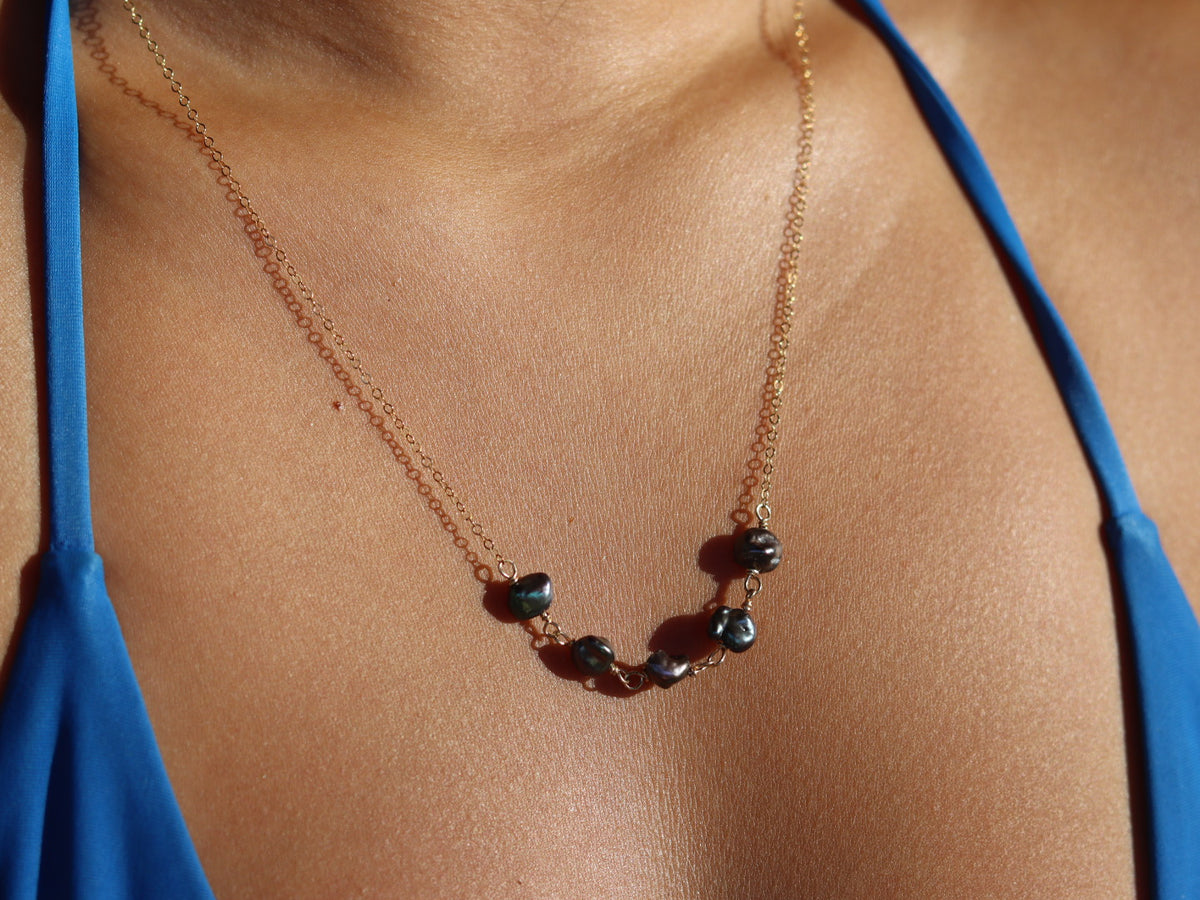 Dark Grey Keshi Necklace