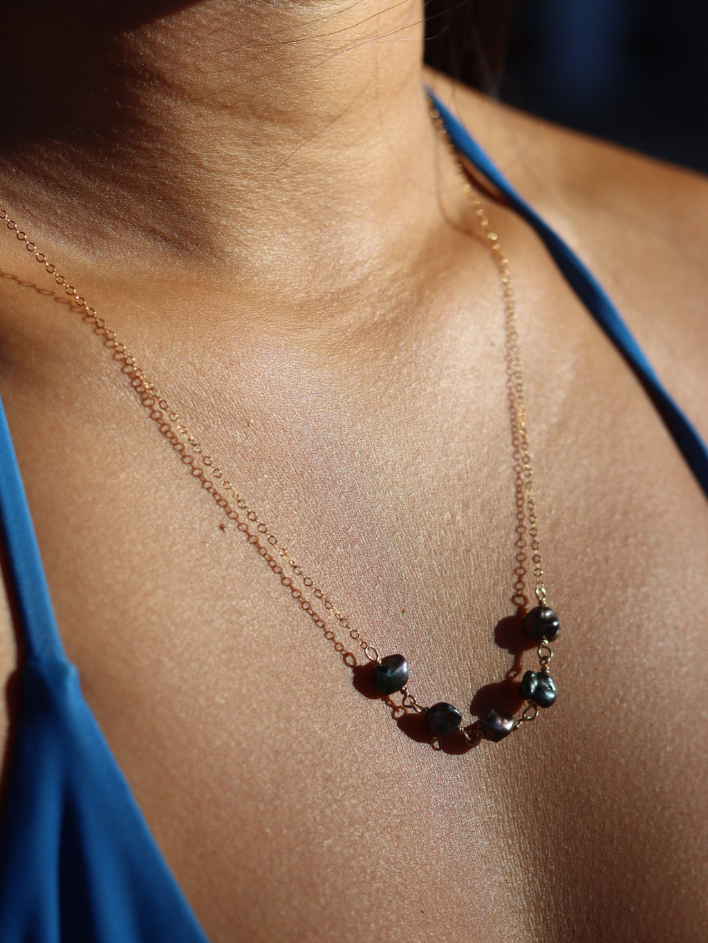 Dark Grey Keshi Necklace