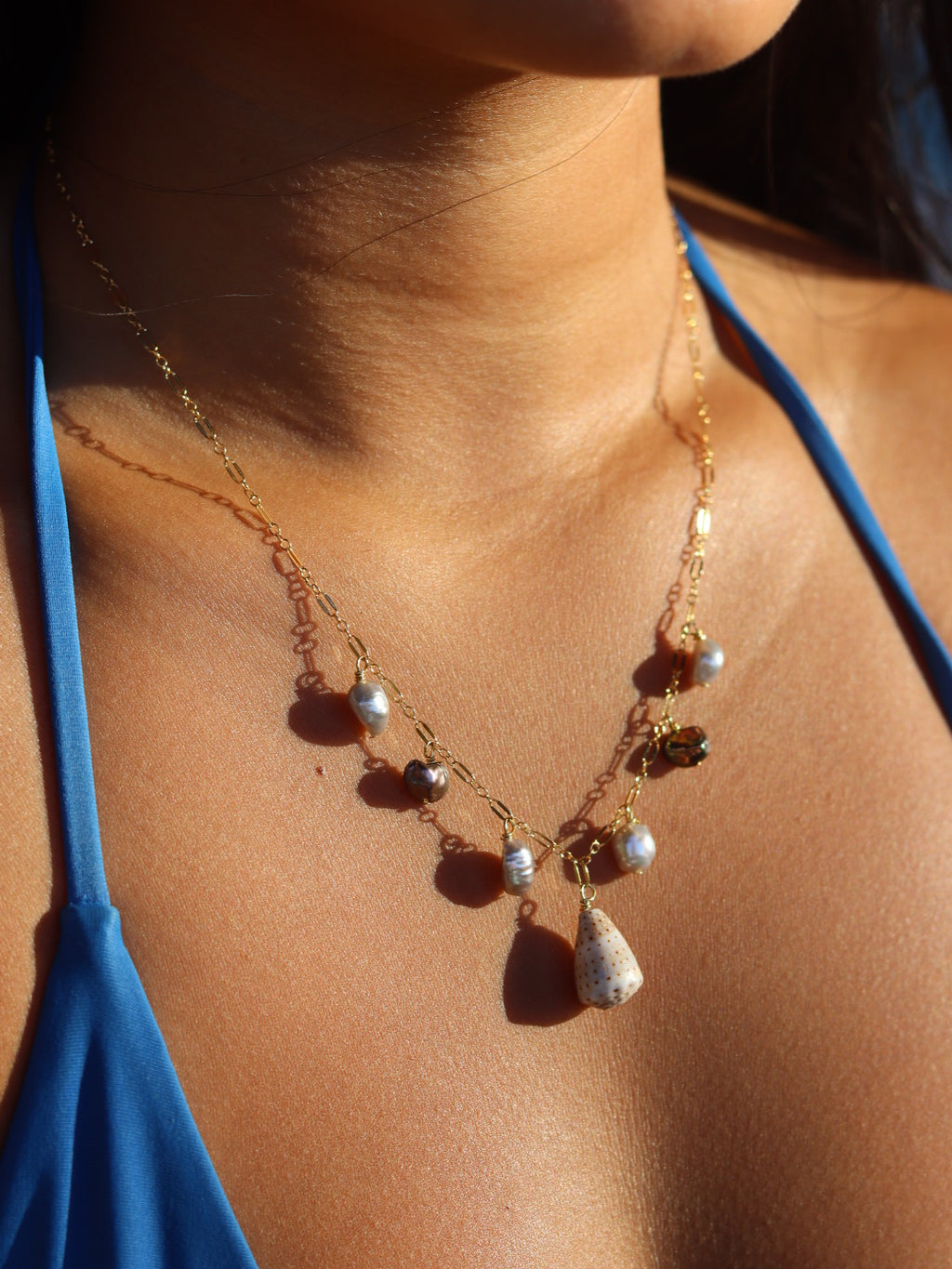 Abbreviated Cone & Keshi Charm Necklace